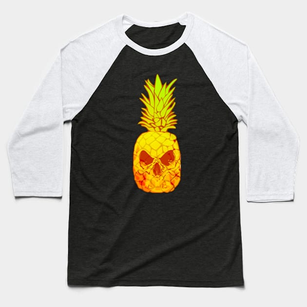 Pineapple Skull Baseball T-Shirt by BoneArtPetite